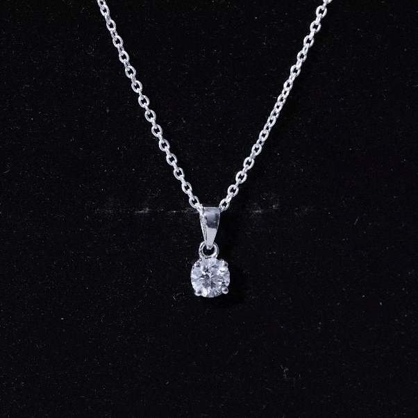 5mm Brilliant Cut Lab Grown Diamond Solitaire Necklace With Silver Chain