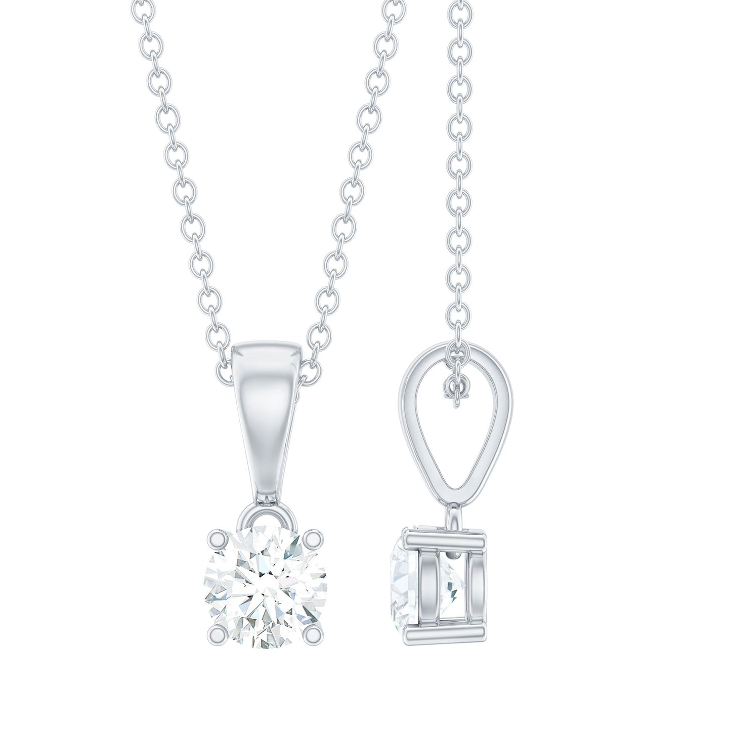5mm Brilliant Cut Lab Grown Diamond Solitaire Necklace With Silver Chain