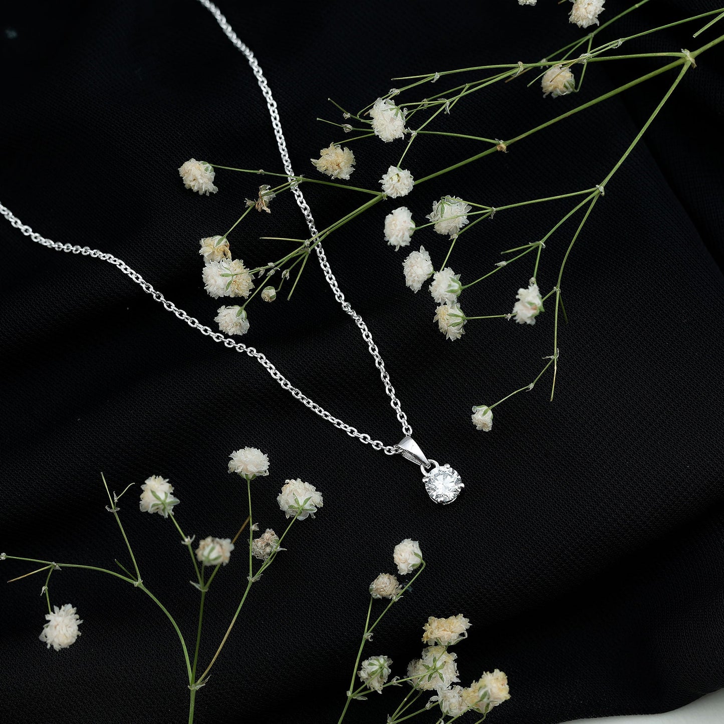 5mm Brilliant Cut Lab Grown Diamond Solitaire Necklace With Silver Chain