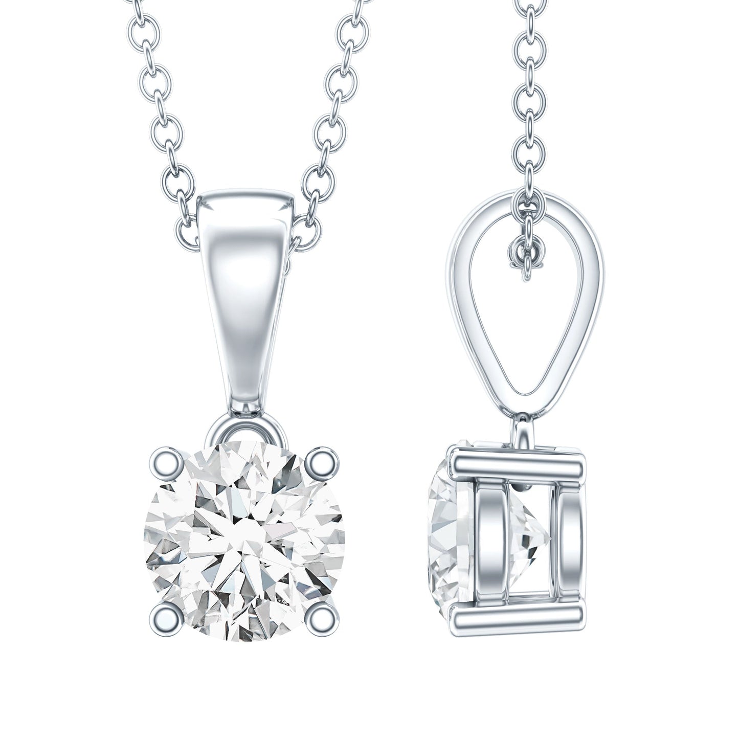 Certified 0.9 Carat Lab Grown Diamond Solitaire Necklace with Silver Chain