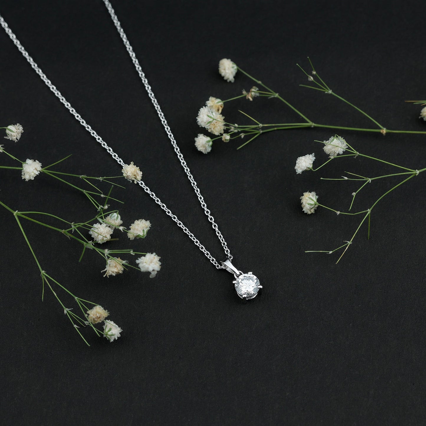 Certified 0.9 Carat Lab Grown Diamond Solitaire Necklace with Silver Chain