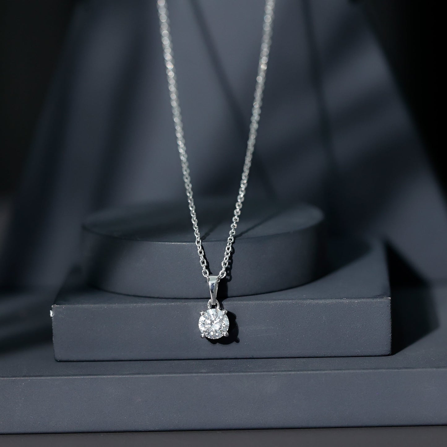 Certified 0.9 Carat Lab Grown Diamond Solitaire Necklace with Silver Chain
