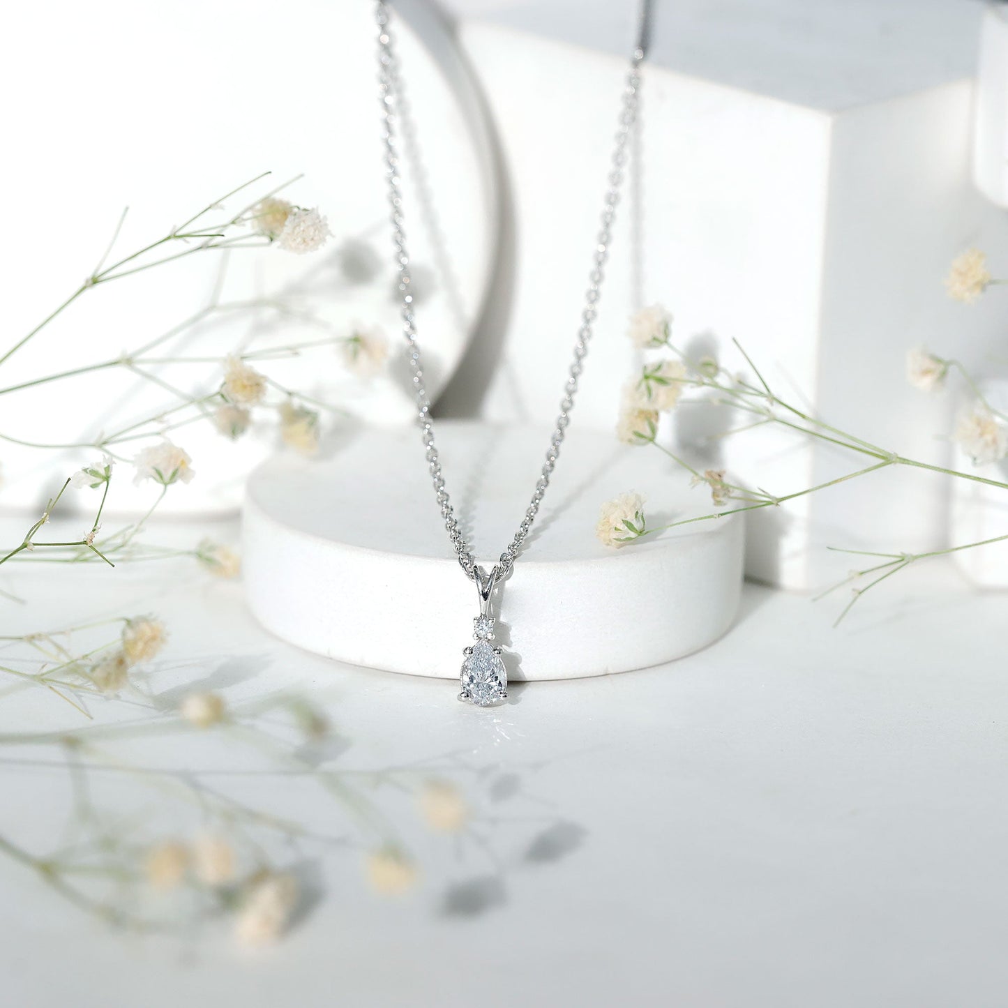 6X5 MM Lab Grown Diamond Teardrop Pendant Necklace