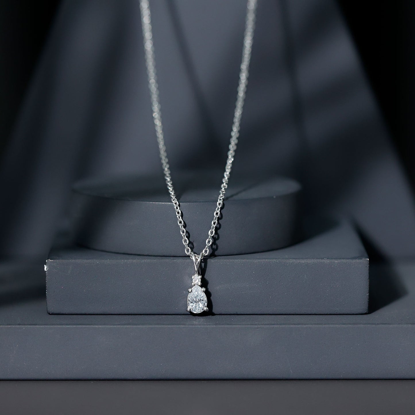6X5 MM Lab Grown Diamond Teardrop Pendant Necklace