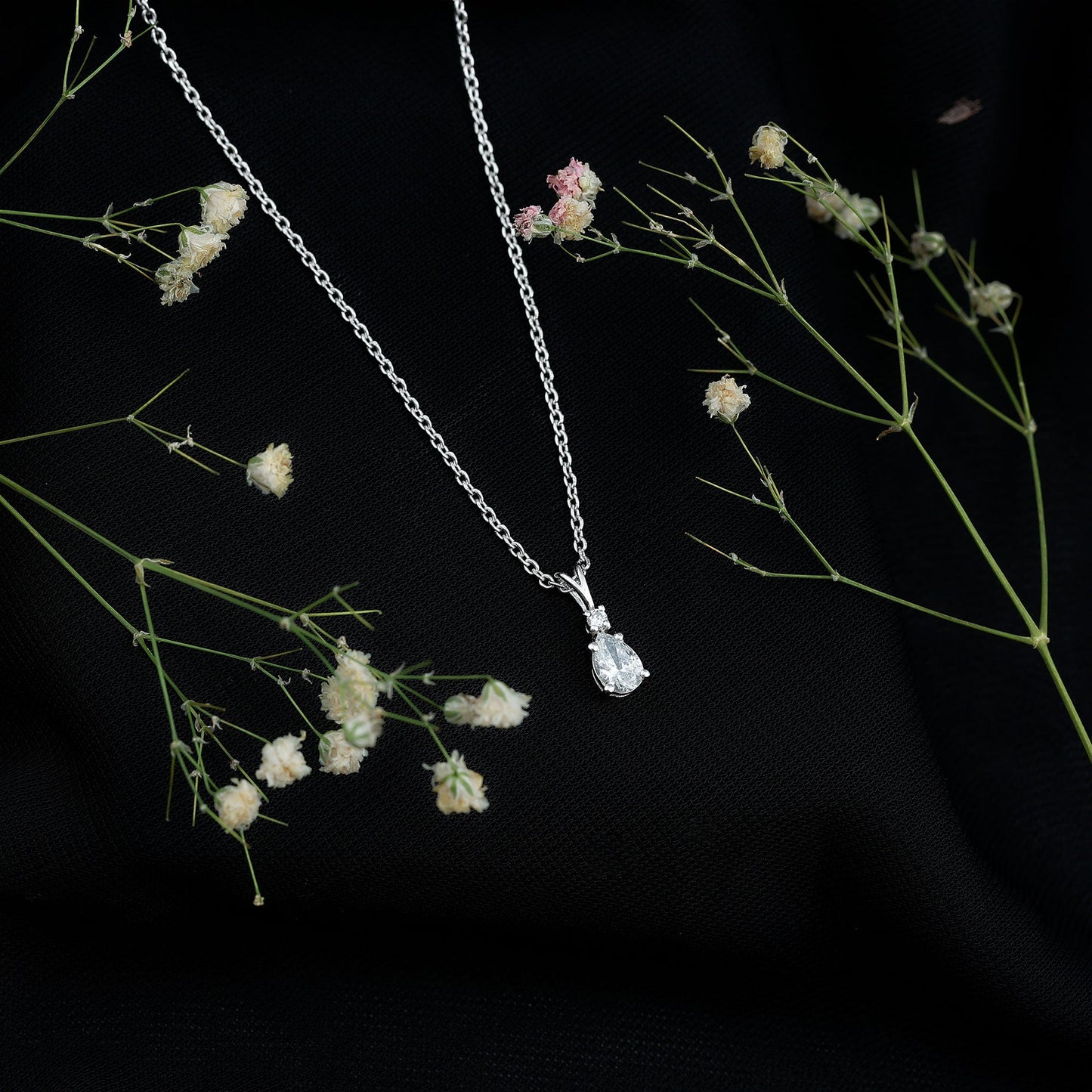 6X5 MM Lab Grown Diamond Teardrop Pendant Necklace