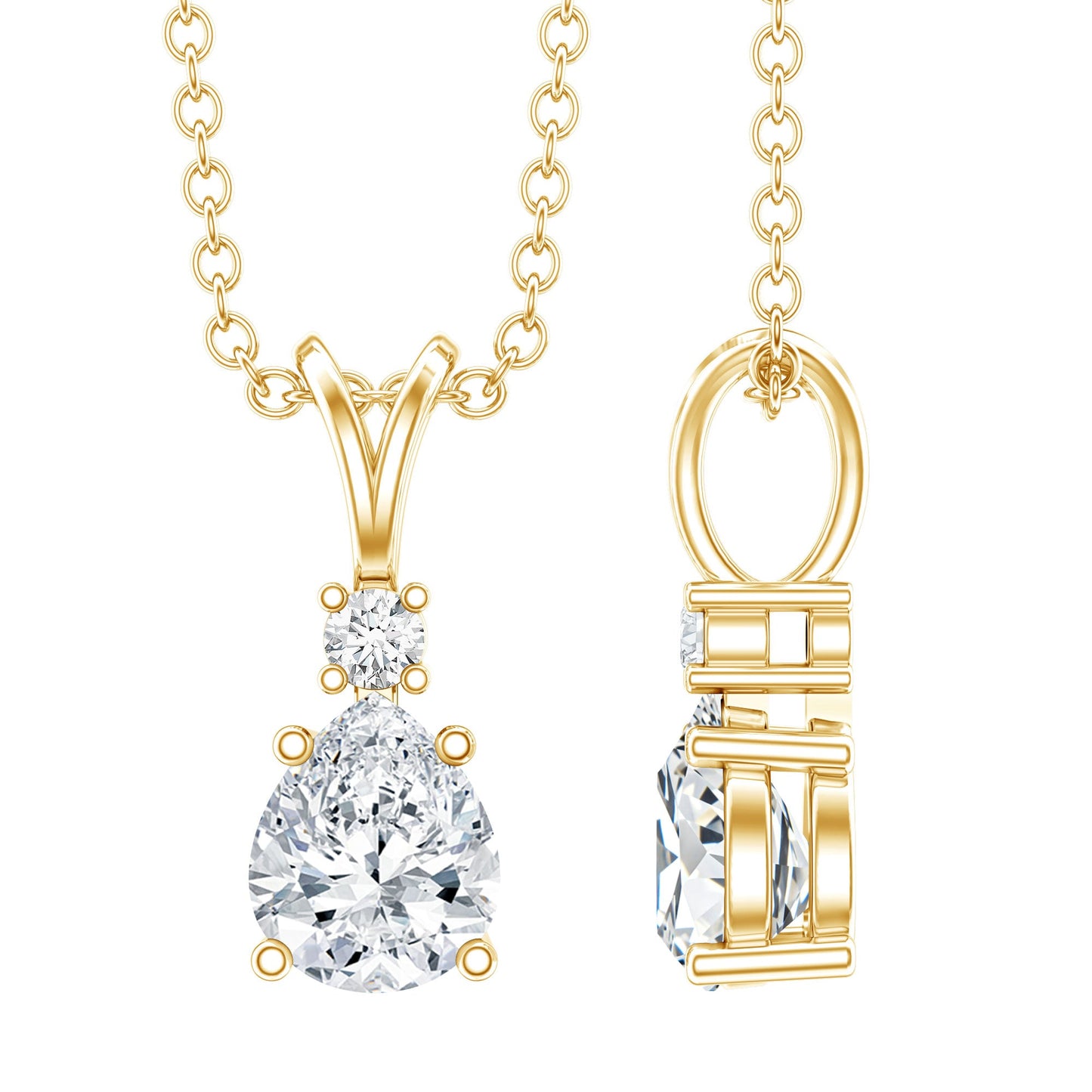 6X5 MM Lab Grown Diamond Teardrop Pendant Necklace