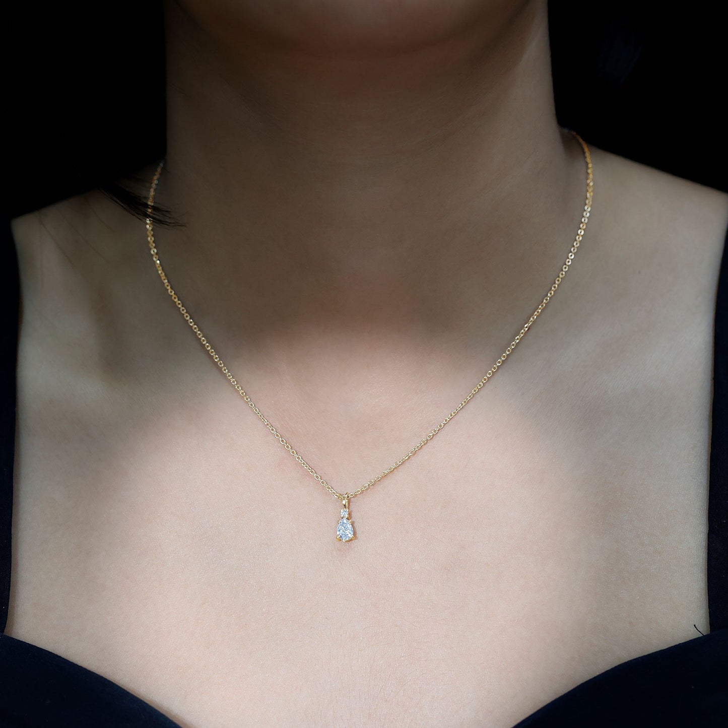 6X5 MM Lab Grown Diamond Teardrop Pendant Necklace