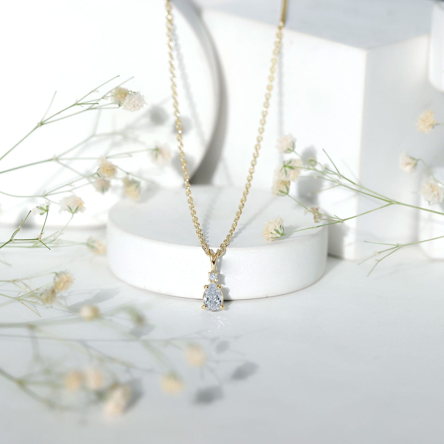 6X5 MM Lab Grown Diamond Teardrop Pendant Necklace