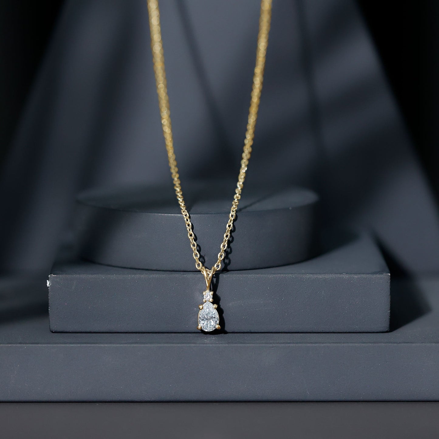 6X5 MM Lab Grown Diamond Teardrop Pendant Necklace