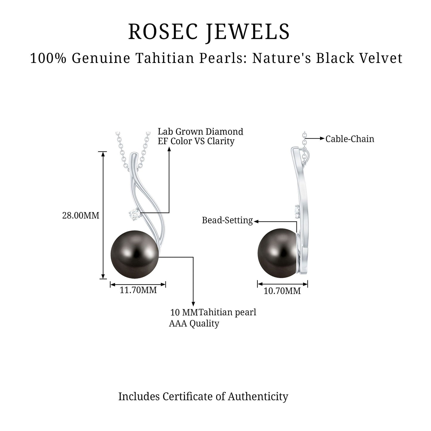 10MM Tahitian Pearl Drop Pendant with Hidden Bail