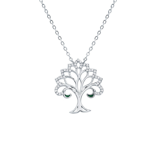 Certified Cubic Zirconia Tree of Life Necklace in Sterling Silver