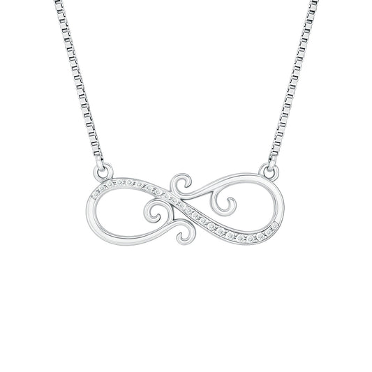 Vintage Style CZ Diamond Infinity Necklace in Sterling Silver