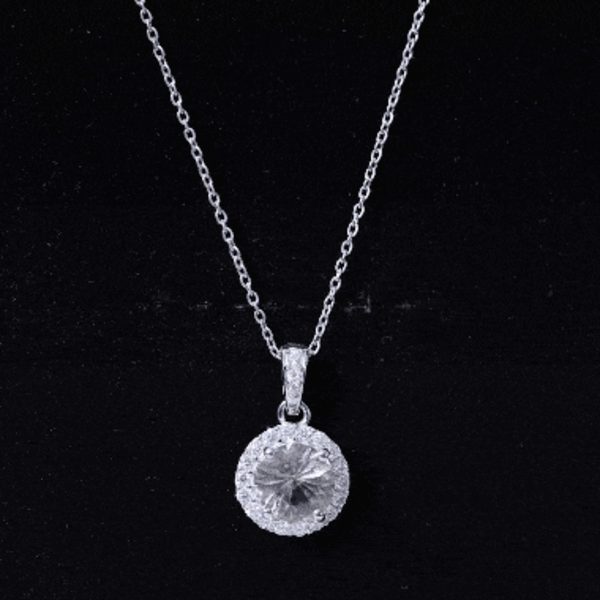 Natural 2 Carat Peach Morganite Solitaire Necklace With Silver Chain