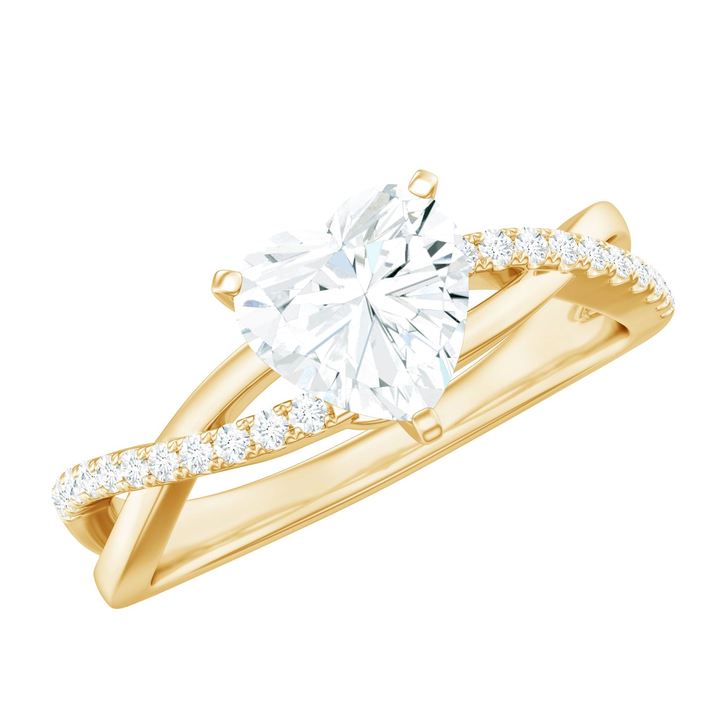 Heart Shape Moissanite Crossover Engagement Ring for Her