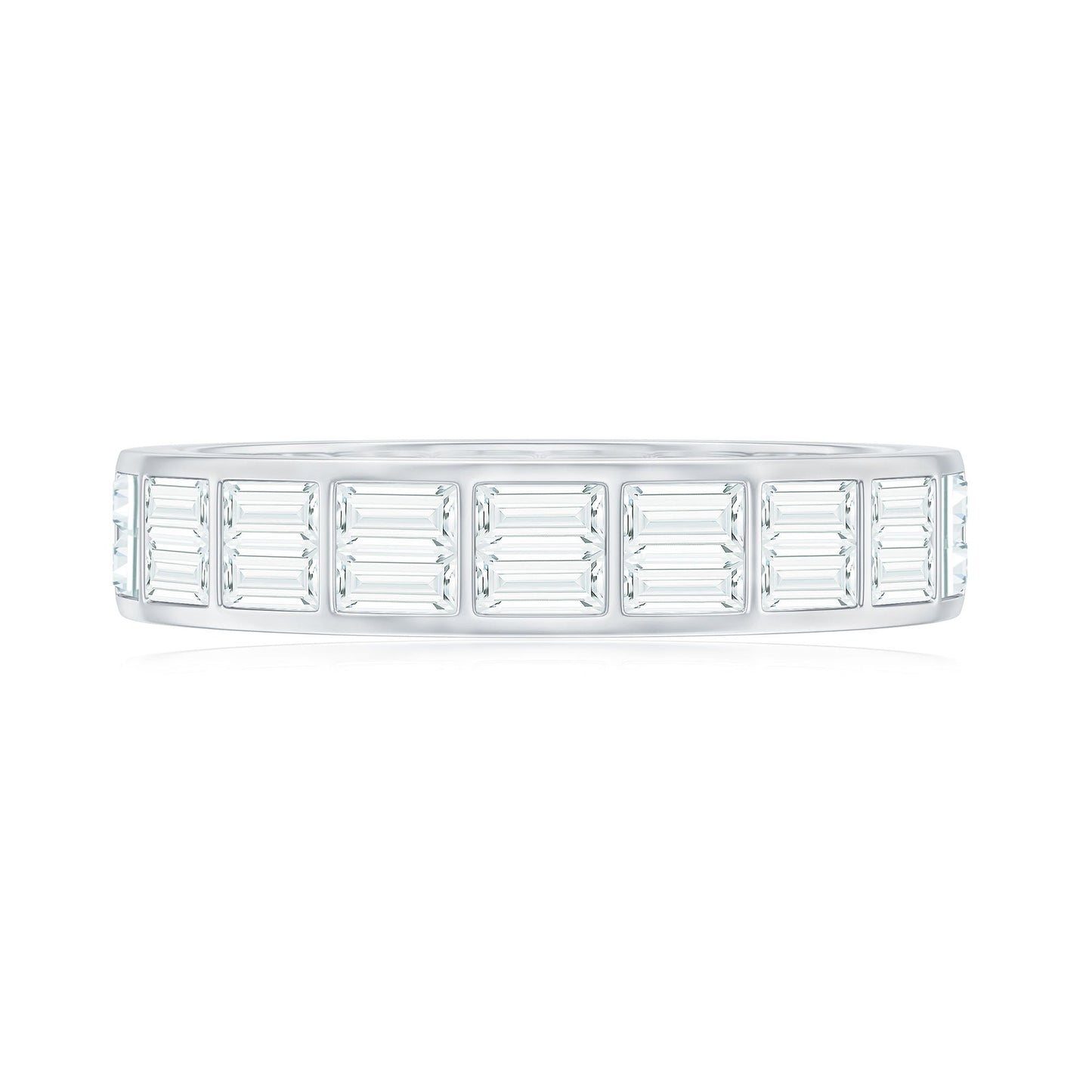 Baguette Cut Certified Moissanite Two Row Eternity Band