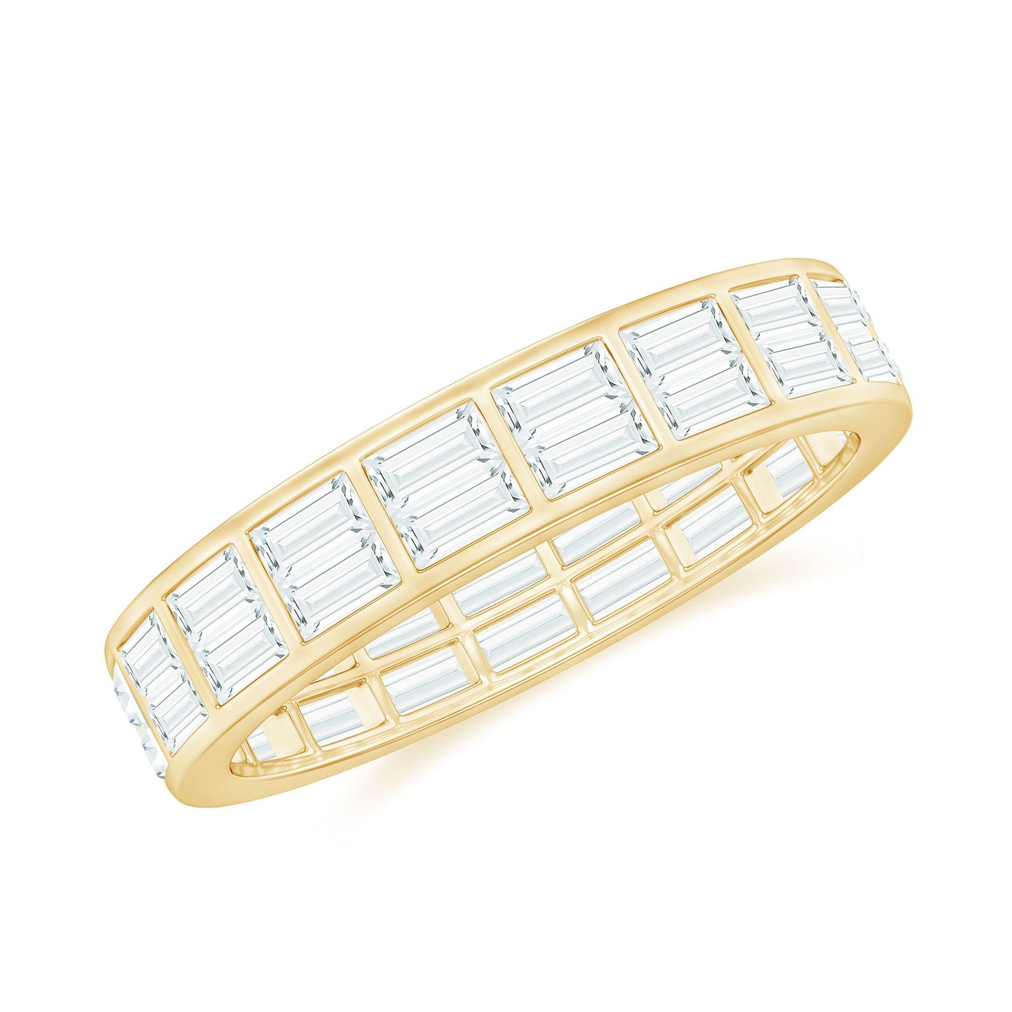 Baguette Cut Certified Moissanite Two Row Eternity Band