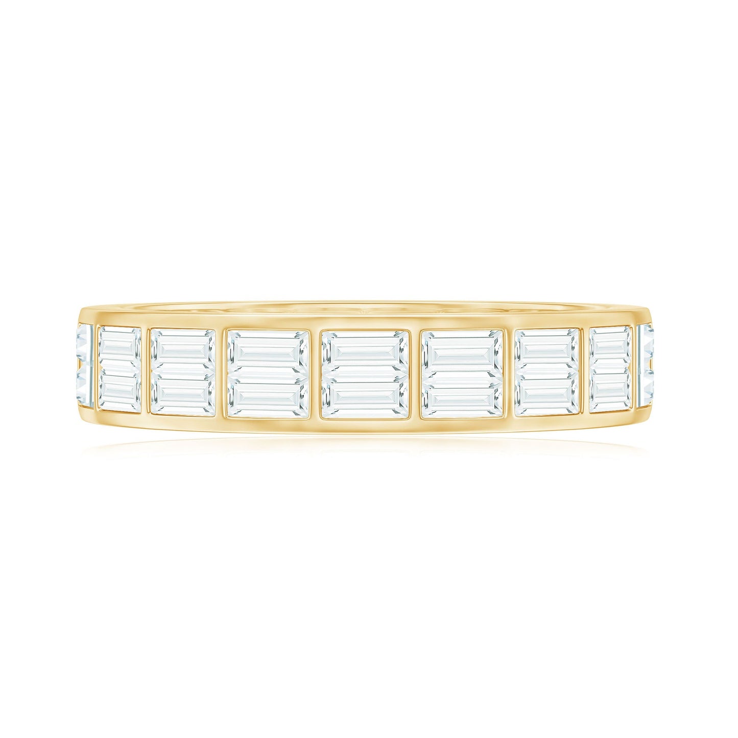 Baguette Cut Certified Moissanite Two Row Eternity Band