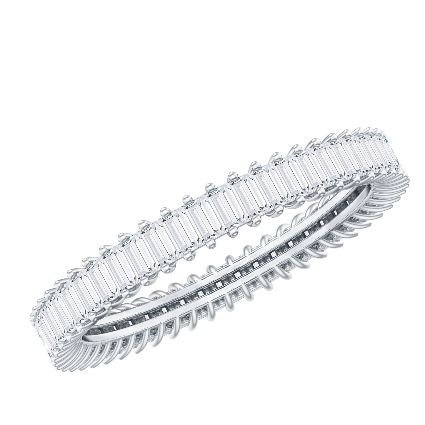 Baguette Cut Certified Moissanite Eternity Stackable Ring