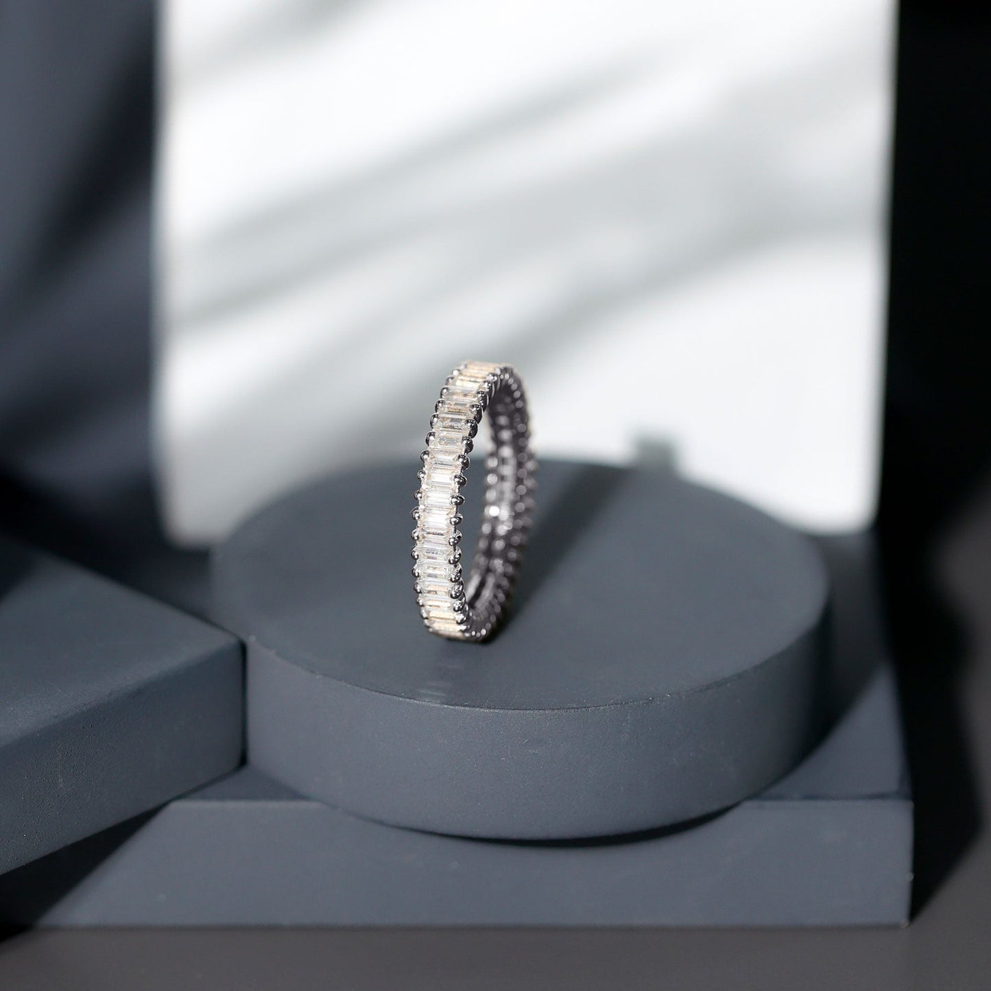 Baguette Cut Certified Moissanite Eternity Stackable Ring