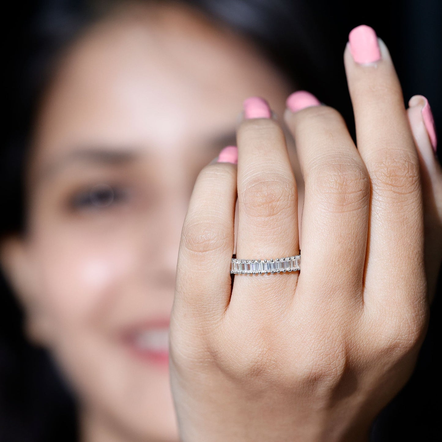 Baguette Cut Certified Moissanite Eternity Stackable Ring
