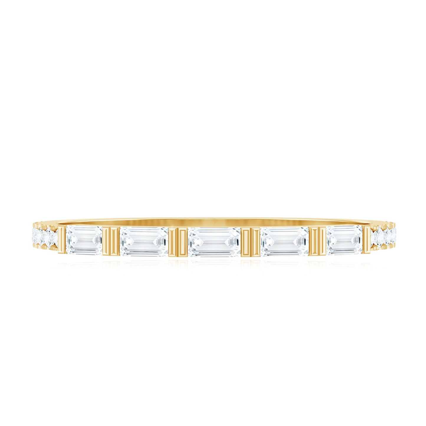 Baguette Shape Moissanite Stackable Ring in Bar Setting