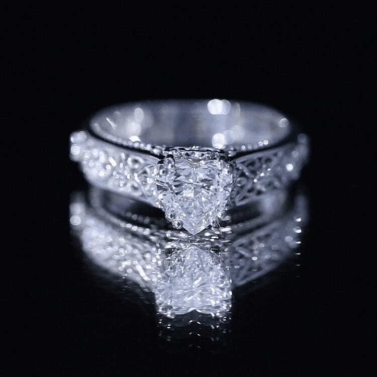 Heart Shape Moissanite Filigree Style Engagement Rings