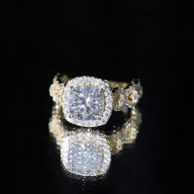 8 MM Cushion Cut Moissanite Vintage Inspired Engagement Ring