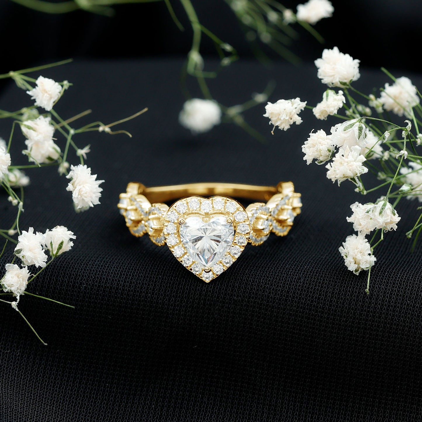 1.5 CT Heart Shape Moissanite Engagement Ring with Accent