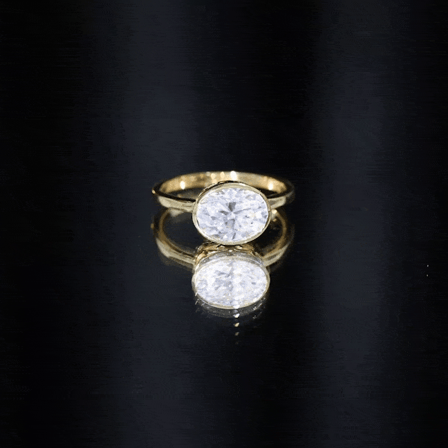 Certified 7X9 MM Oval Moissanite East West Engagement Ring