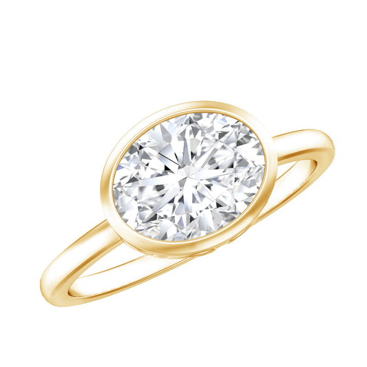 Certified 7X9 MM Oval Moissanite East West Engagement Ring