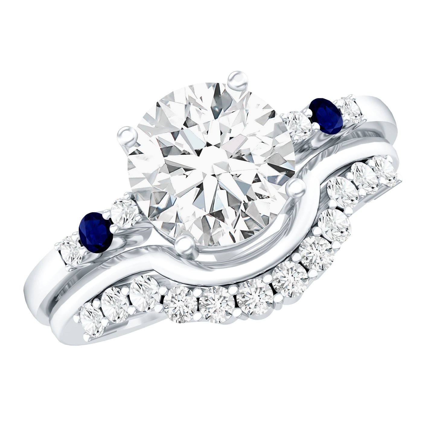 Certified 8MM Moissanite Engagement Ring With Wedding Band