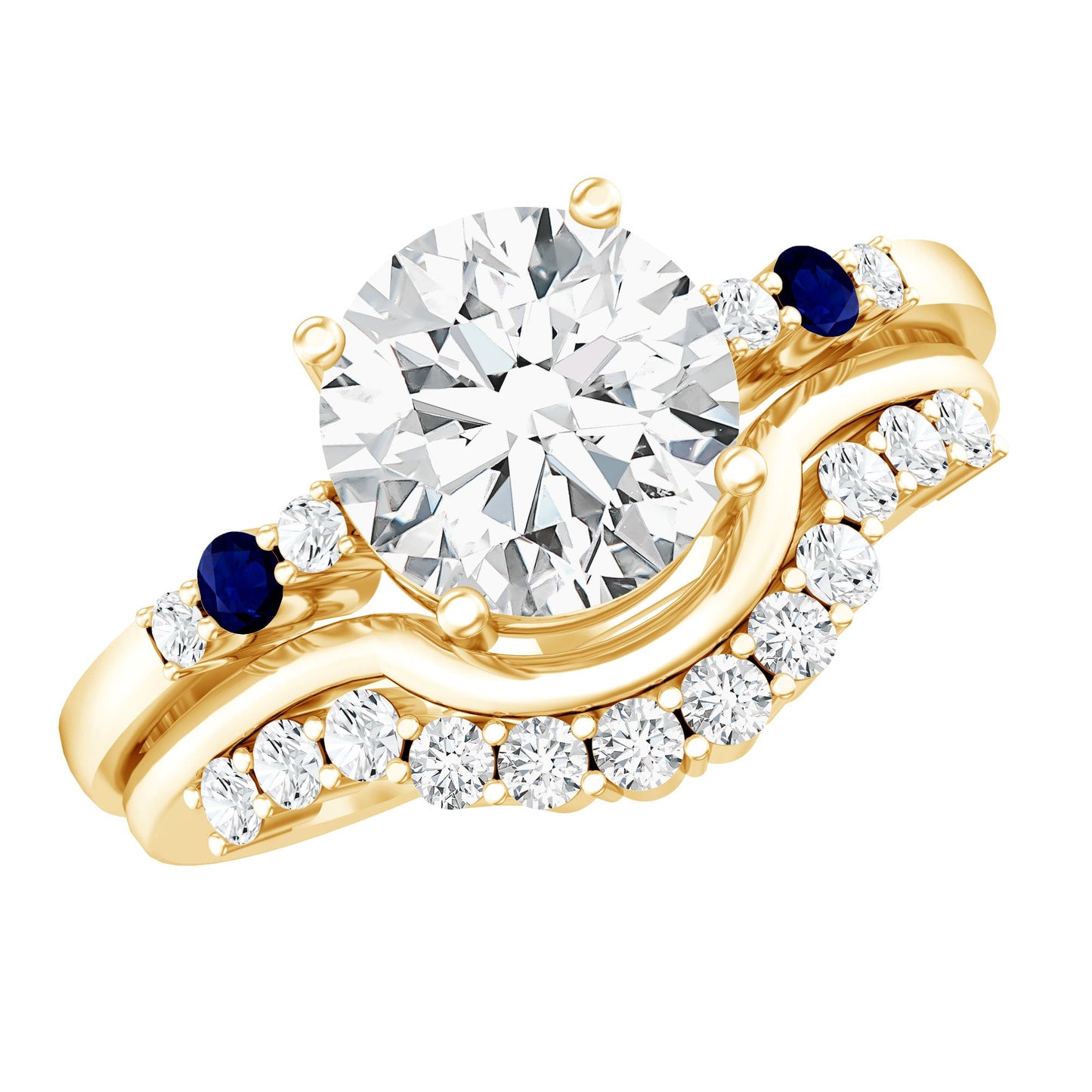 Certified 8MM Moissanite Engagement Ring With Wedding Band