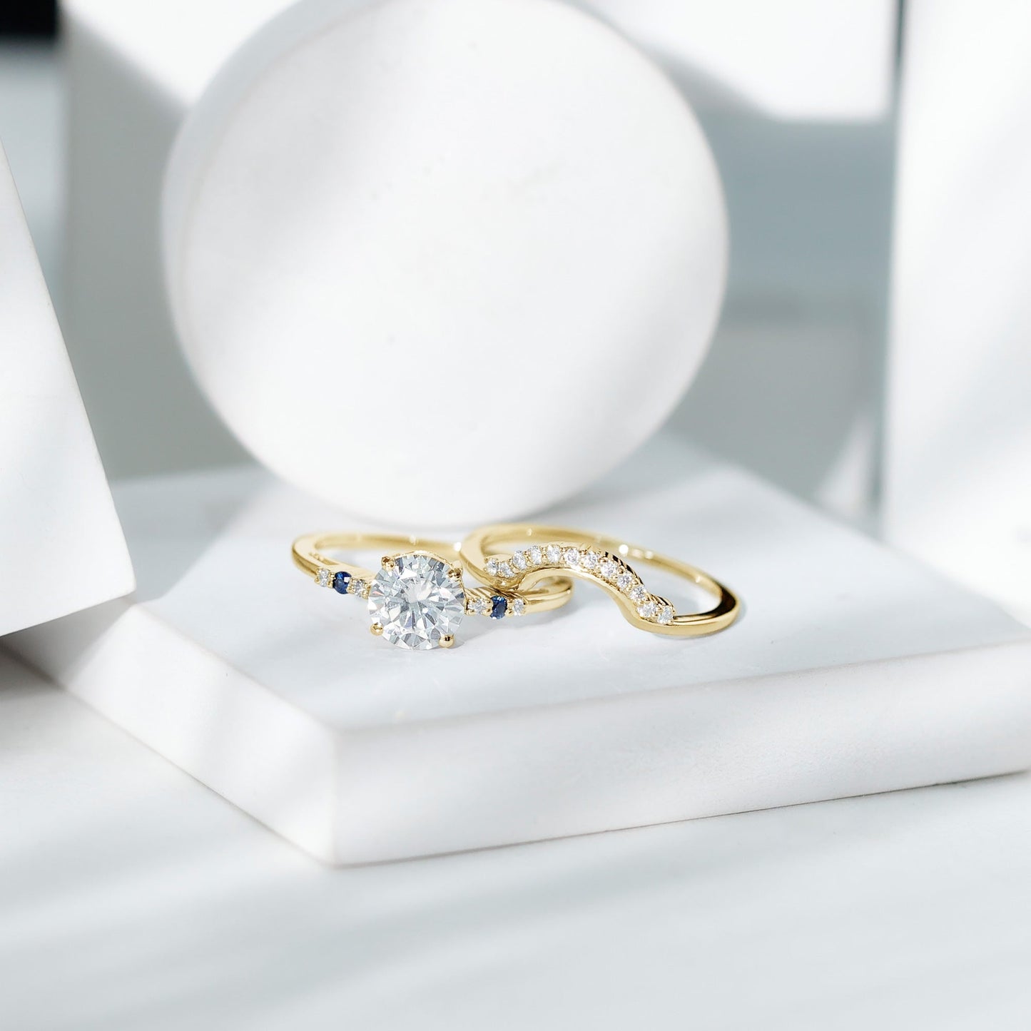 Certified 8MM Moissanite Engagement Ring With Wedding Band