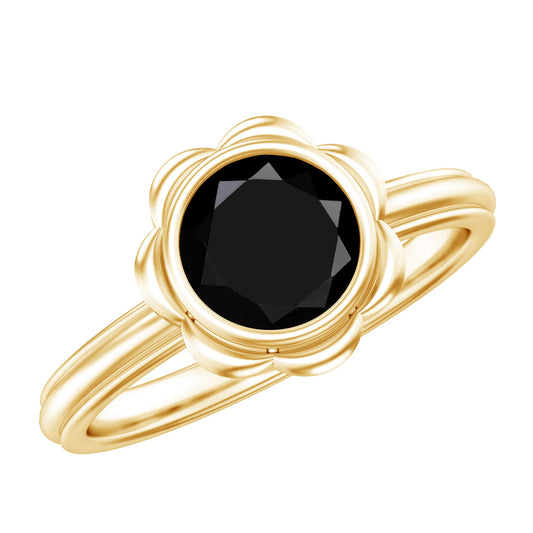 1.5 Carat Lab Grown Black Diamond Flower Engagement Ring