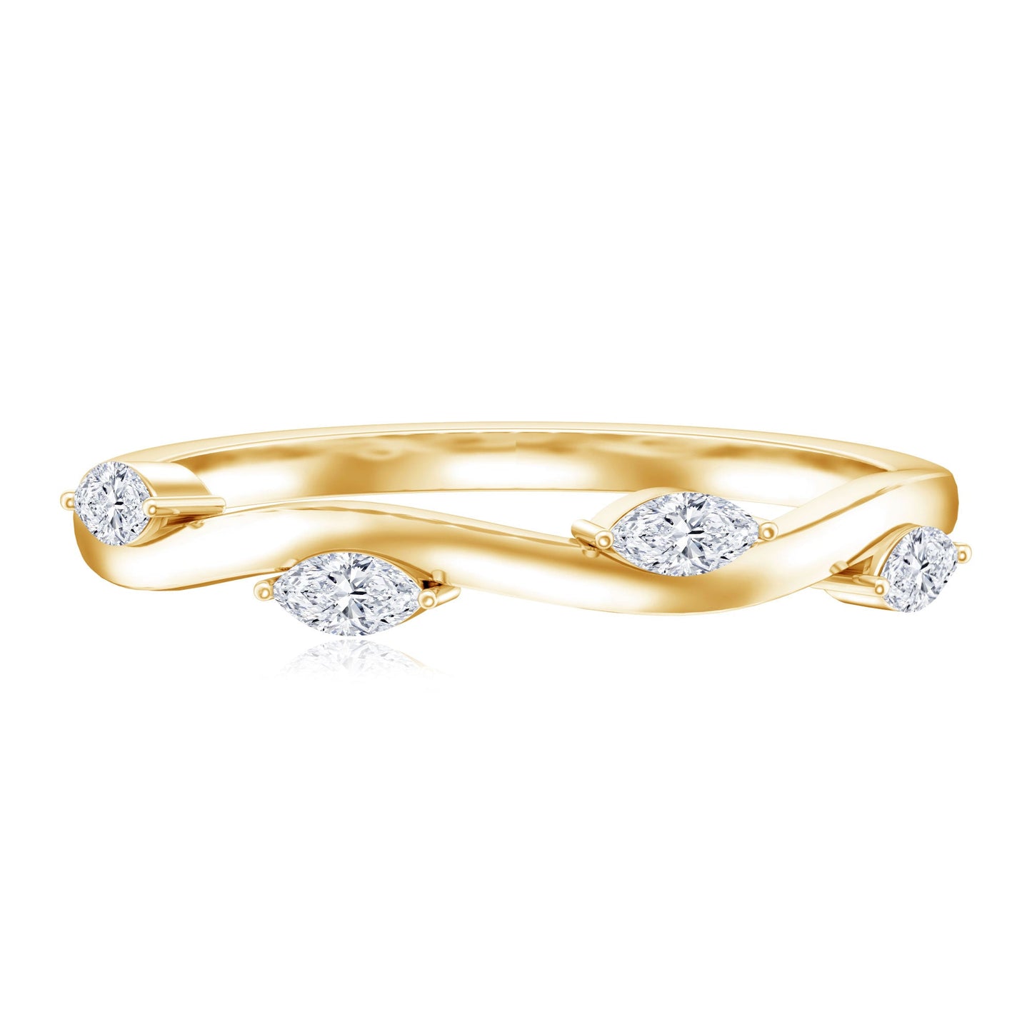 Marquise Cut Lab Grown Diamond Wedding Band