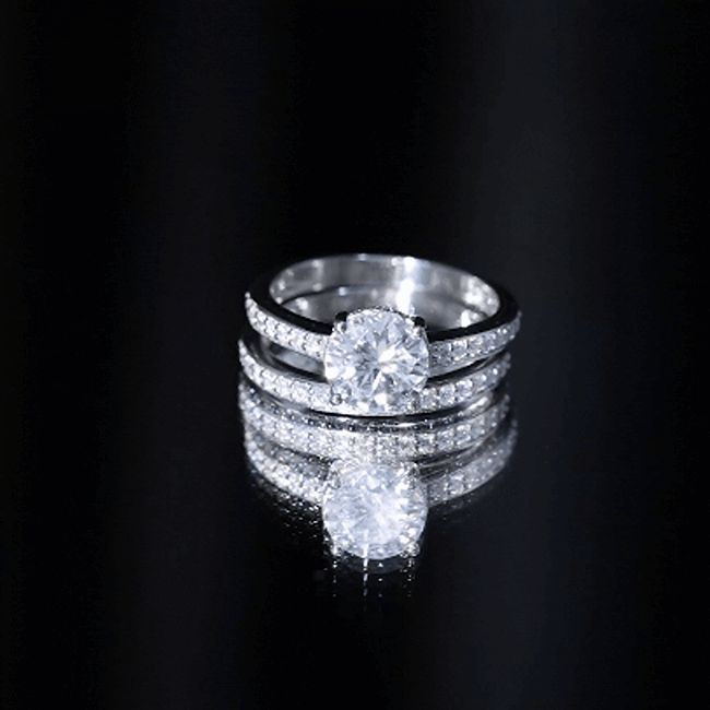 Certified 8 MM Moissanite Solitaire Wedding Ring Set