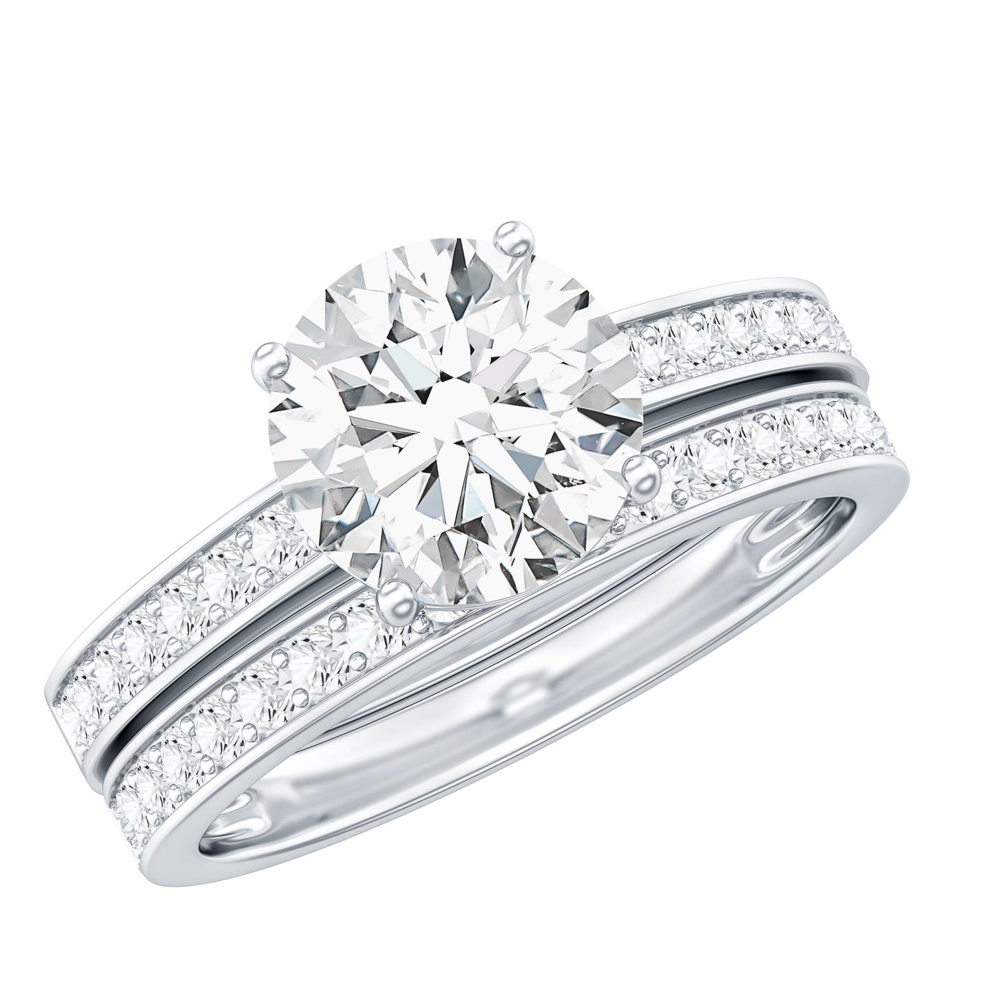 Certified 8 MM Moissanite Solitaire Wedding Ring Set