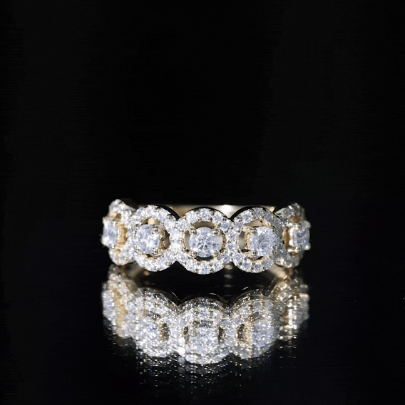 1.25 CT Round Cut Moissanite Halo Classic Band Ring