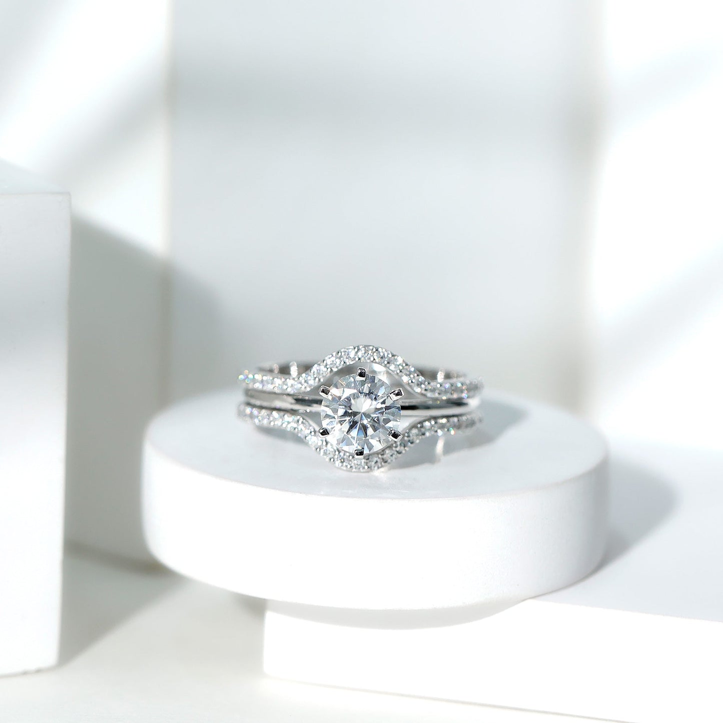 Certified 8 MM Solitaire Moissanite Engagement Ring with 2 Enhancers