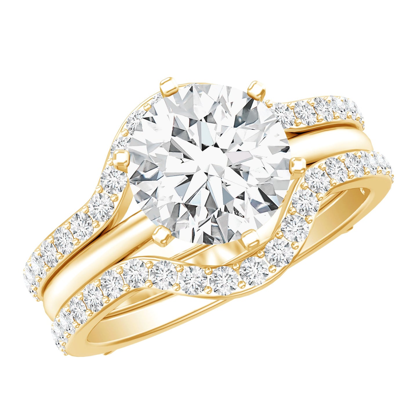 Certified 8 MM Solitaire Moissanite Engagement Ring with 2 Enhancers