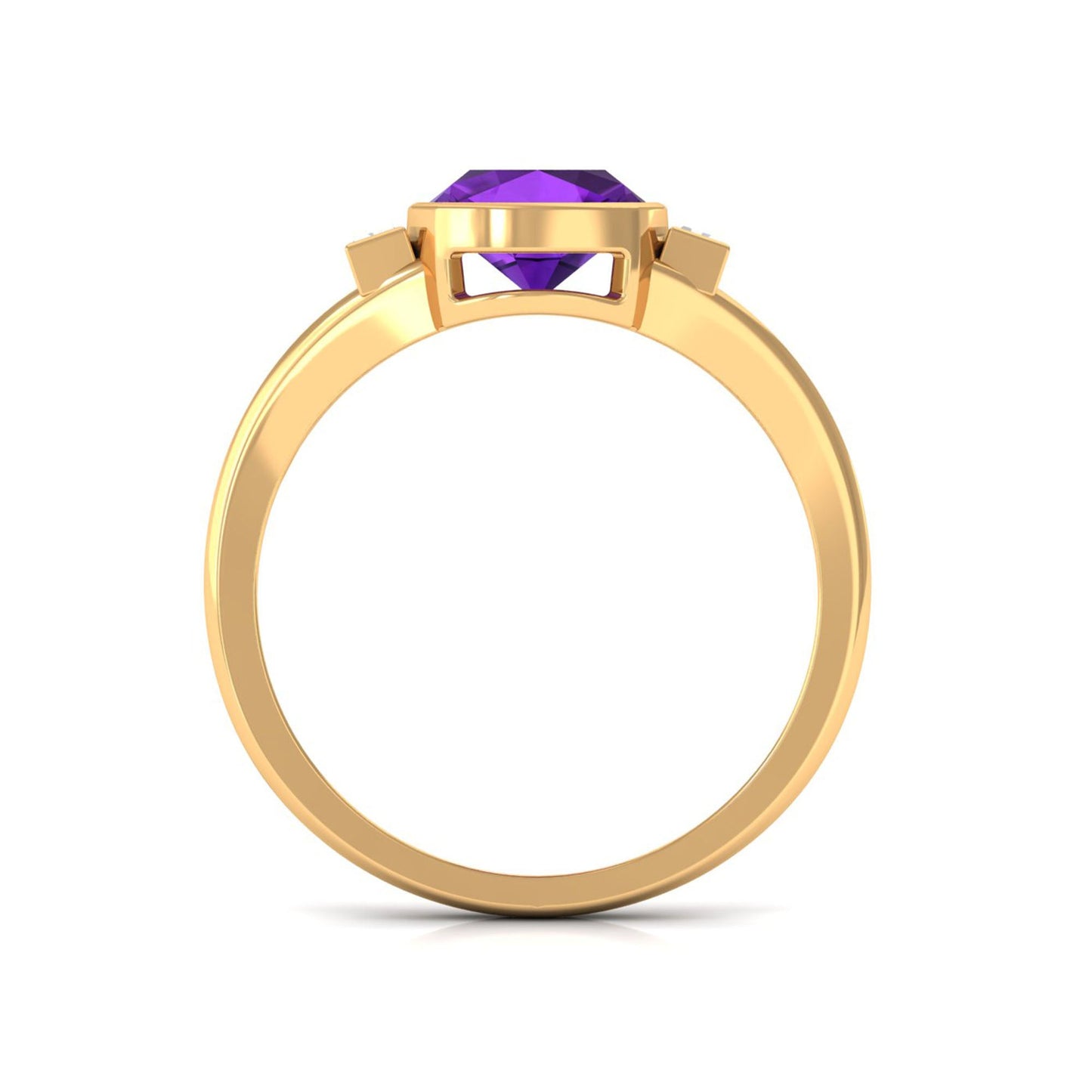 1.50 CT Cushion Cut Amethyst Engagement Ring with Baguette Diamond