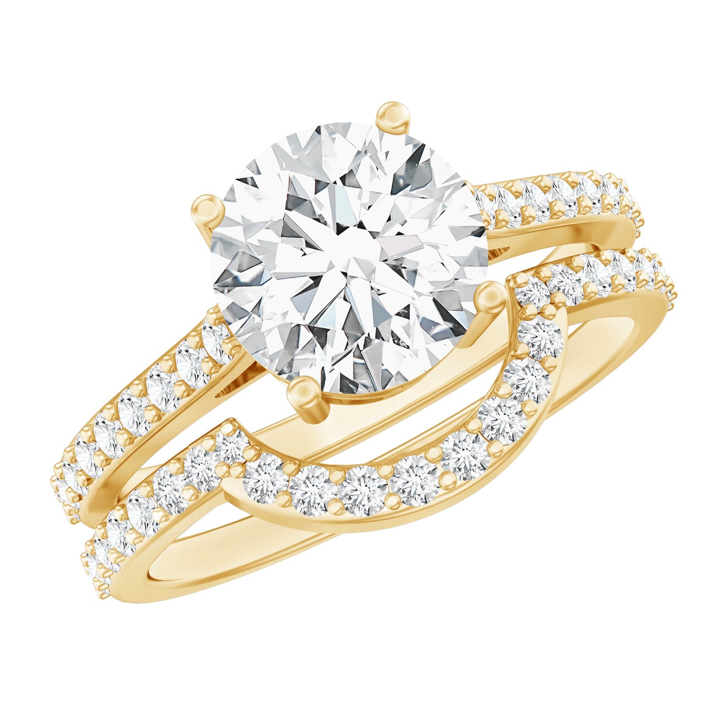 Lab Grown Diamond 8 MM Round Engagement Ring With Ring Guard