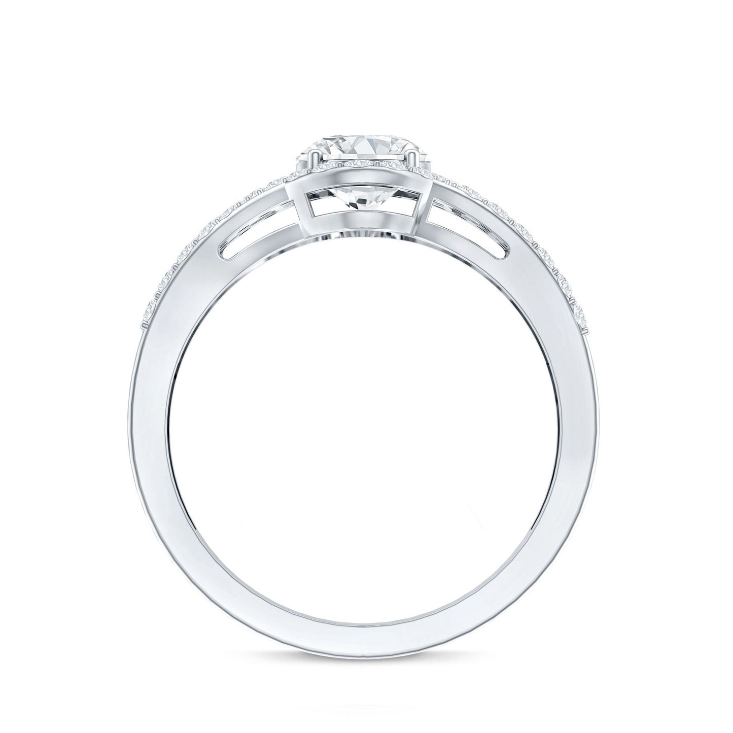 Certified 6X8 MM Oval Lab Grown Diamond Split Shank Engagement Ring