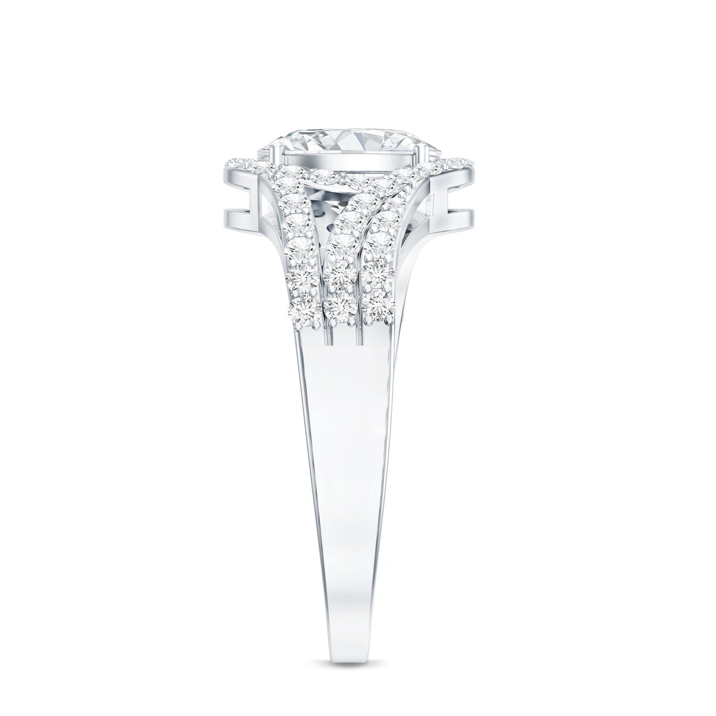 Certified 6X8 MM Oval Lab Grown Diamond Split Shank Engagement Ring