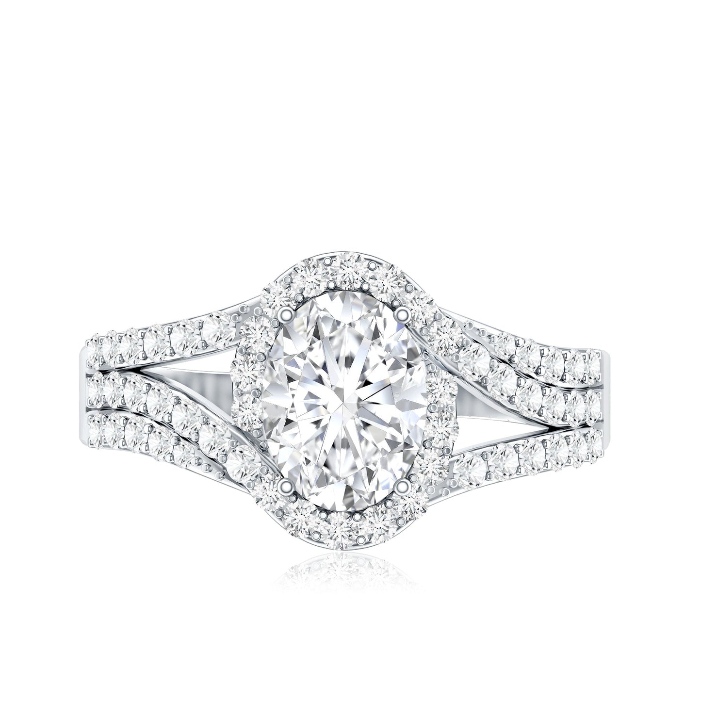 Certified 6X8 MM Oval Lab Grown Diamond Split Shank Engagement Ring