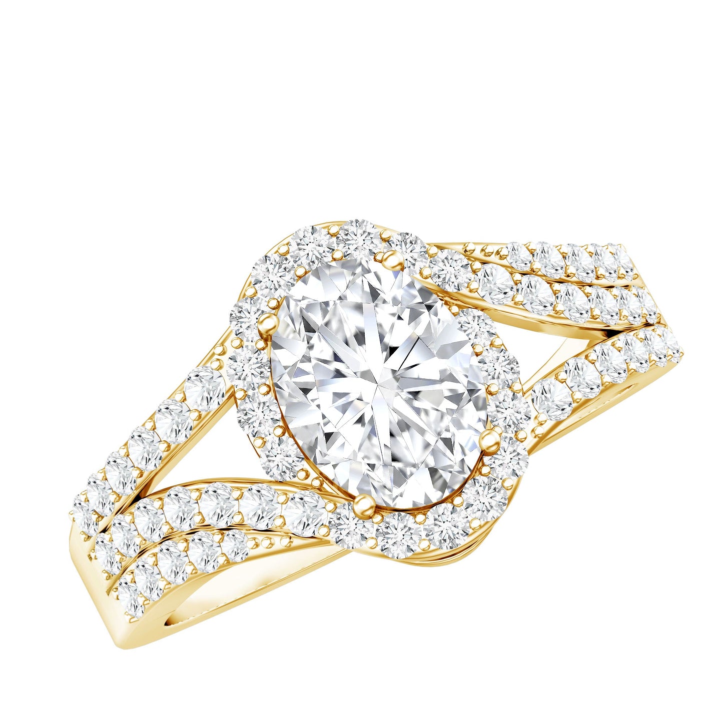 Certified 6X8 MM Oval Lab Grown Diamond Split Shank Engagement Ring