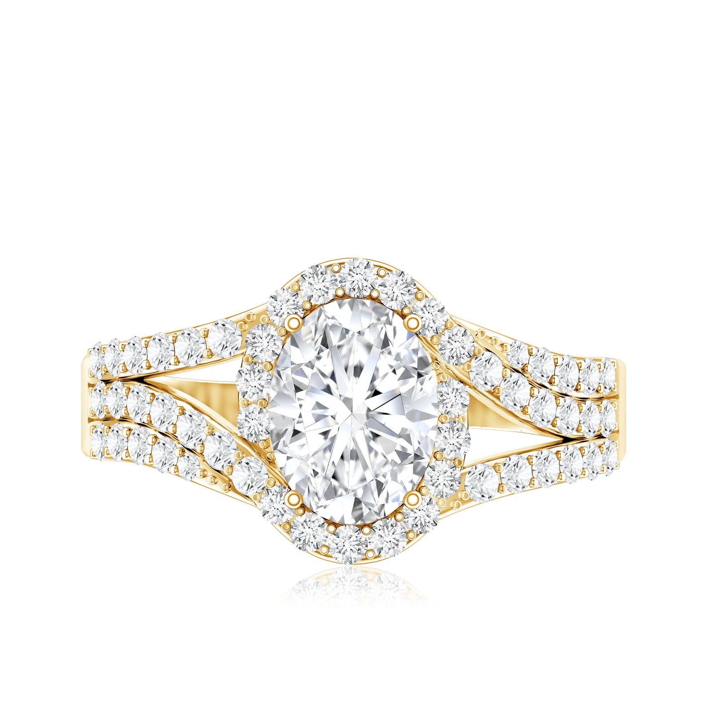Certified 6X8 MM Oval Lab Grown Diamond Split Shank Engagement Ring