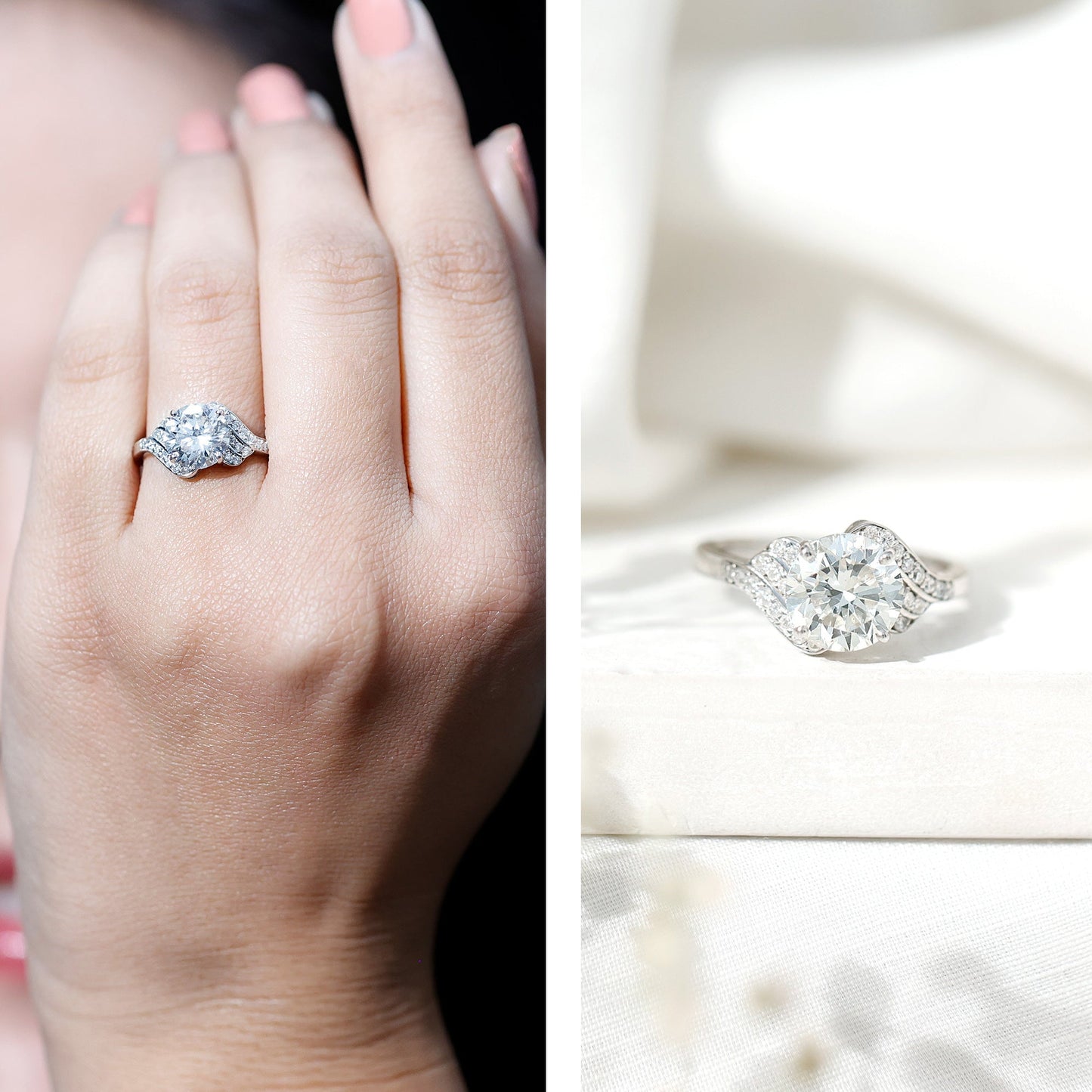 Certified 8 MM Lab Grown Diamond Unique Engagement Ring