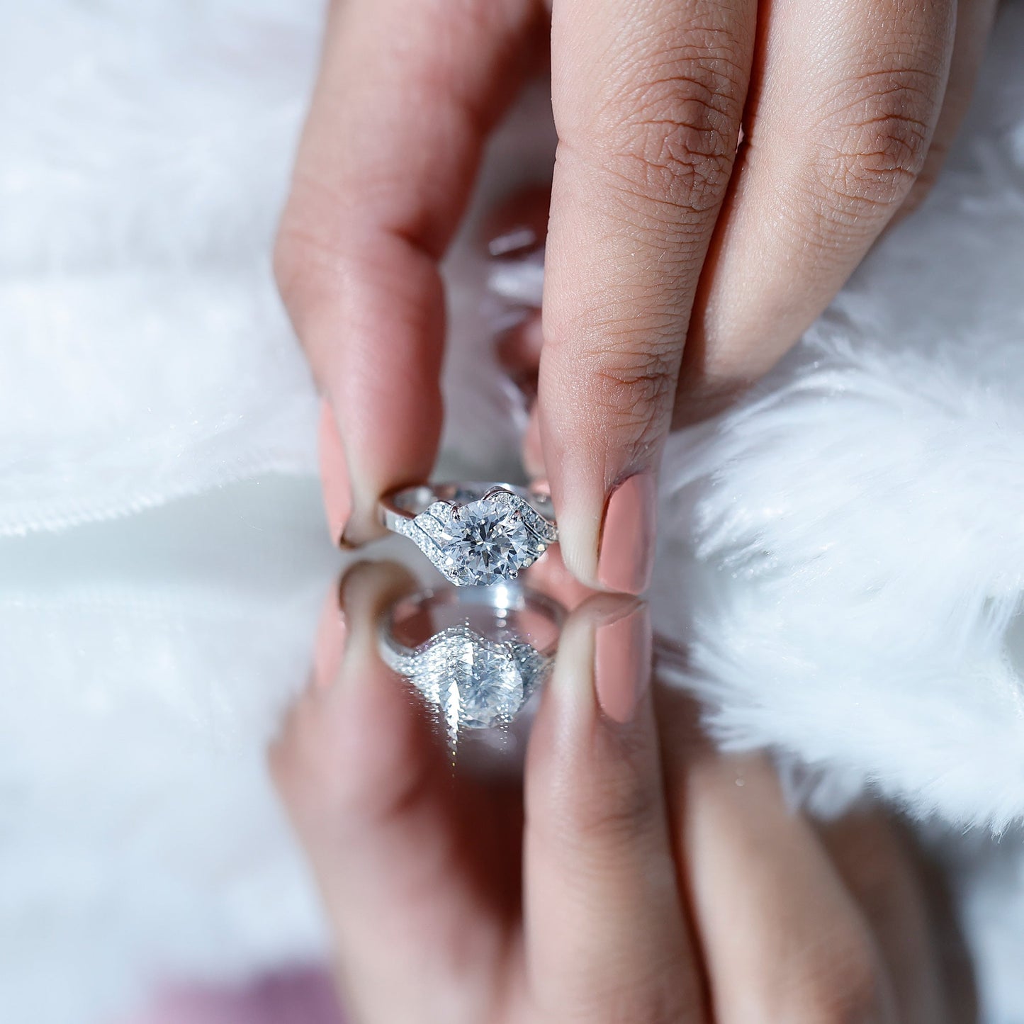 Certified 8 MM Lab Grown Diamond Unique Engagement Ring