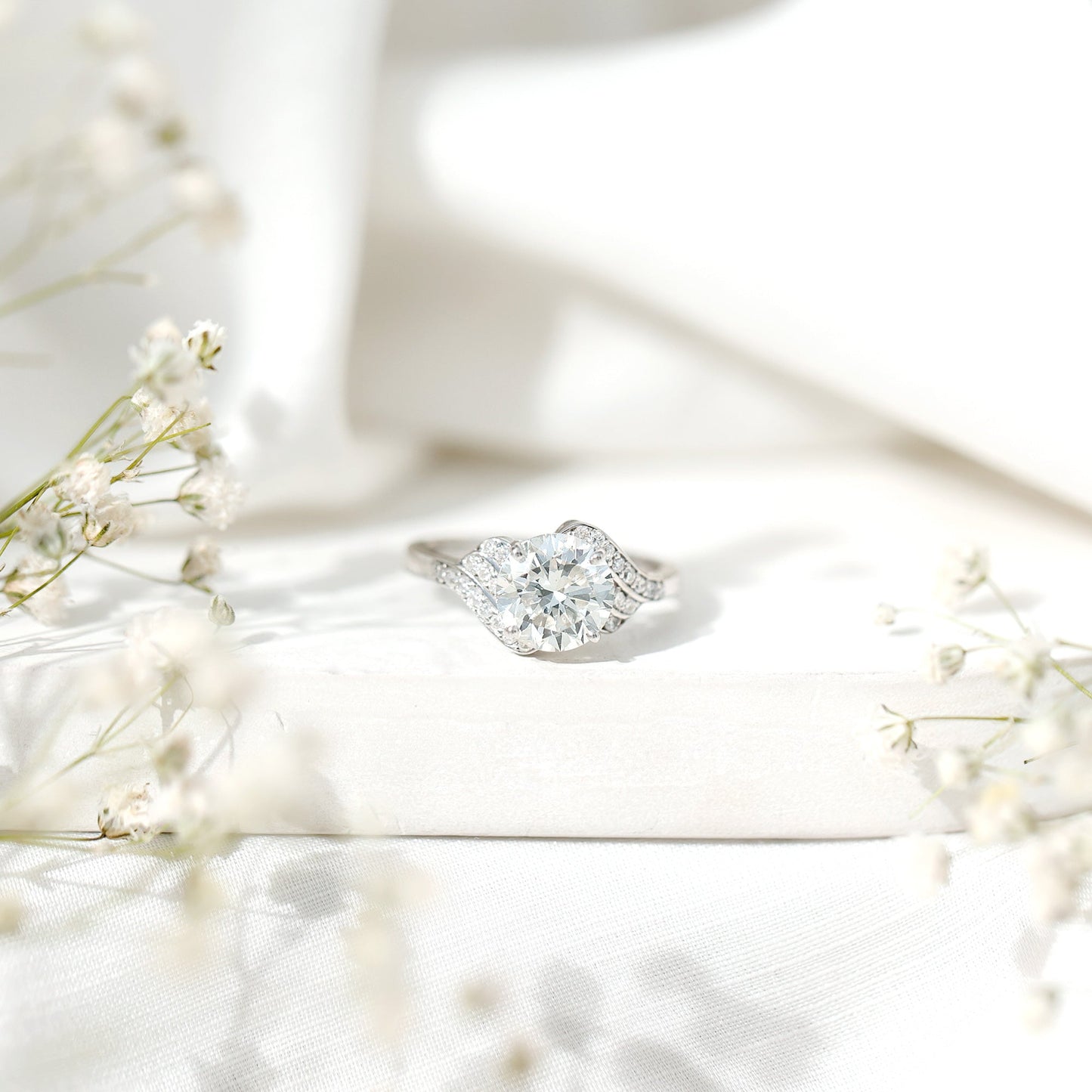 Certified 8 MM Lab Grown Diamond Unique Engagement Ring